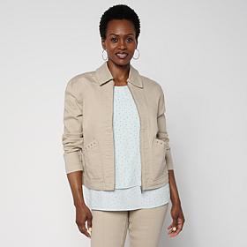 DG2 by Diane Gilman Legacy Stretch Rhinestone Pocket Zip Up Jacket