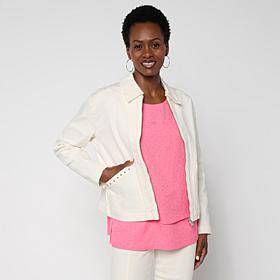 DG2 by Diane Gilman Legacy Stretch Stud Pocket Zip-Up Jacket