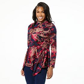 DG2 by Diane Gilman Long-Sleeve Handkerchief Hem Turtleneck Top