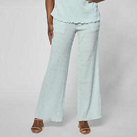 DG2 by Diane Gilman Micro Plisse Knit Pull-On Easy Wide-Leg Pant