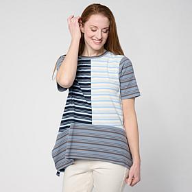 DG2 by Diane Gilman Multi-Stripe Rib Knit Tunic