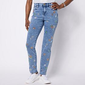 DG2 by Diane Gilman New Classic Stretch Crystal Embellished Jean