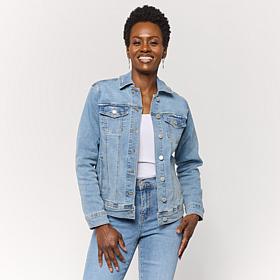 DG2 by Diane Gilman New Classic Stretch Crystal Trimmed Denim Jacket