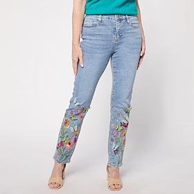 DG2 by Diane Gilman New Classic Stretch Denim 3D Embellished Jean