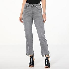 DG2 by Diane Gilman New Classic Stretch Denim Beaded Fringe Jean