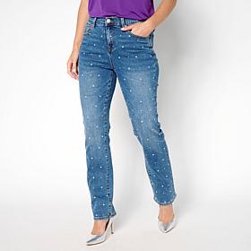 DG2 by Diane Gilman New Classic Stretch Denim Embellished Jean