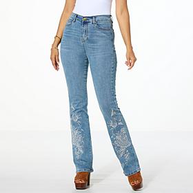 DG2 by Diane Gilman New Classic Stretch Denim Embroidered Bootcut Jean