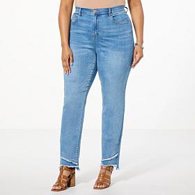 DG2 by Diane Gilman New Classic Stretch Denim Frayed Hem Skinny Jean