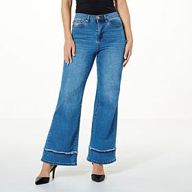 DG2 by Diane Gilman New Classic Stretch Denim Frayed Wide-Leg Jean