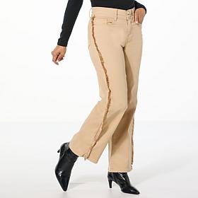 DG2 by Diane Gilman New Classic Stretch Denim Frayed Wide-Leg Jean