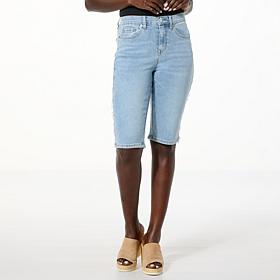 DG2 by Diane Gilman New Classic Stretch Denim Side Fray Bermuda Short