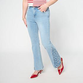 DG2 by Diane Gilman New Classic Stretch Denim Star Panel Flare Jean