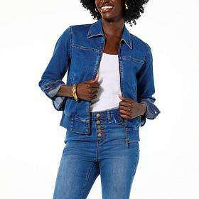 DG2 by Diane Gilman New Classic Stretch Denim Zip-Up Jacket