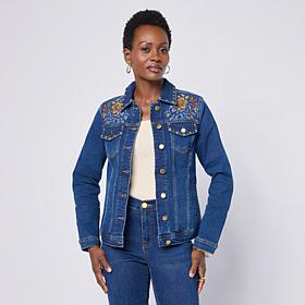 DG2 by Diane Gilman New Classic Stretch Embroidered & Studded Denim...