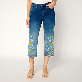 DG2 by Diane Gilman New Classic Stretch Embroidered Cropped Jean