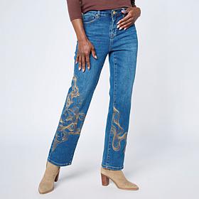 DG2 by Diane Gilman New Classic Stretch Embroidered Girlfriend Jean