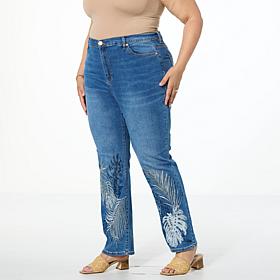 DG2 by Diane Gilman New Classic Stretch Embroidered Straight-Leg Jean