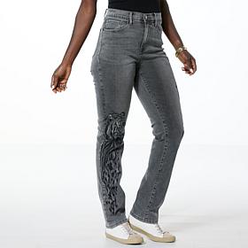 DG2 by Diane Gilman New Classic Stretch Embroidered Straight-Leg Jean