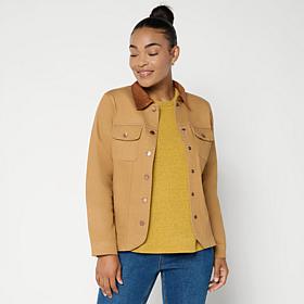 DG2 by Diane Gilman New Classic Stretch Faux Suede-Trimmed Denim Ja...