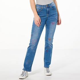 DG2 by Diane Gilman New Classic Stretch Heart-Embellished Bootcut Jean