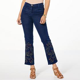 DG2 by Diane Gilman New Classic Stretch Straight-Leg Embroidered Jean