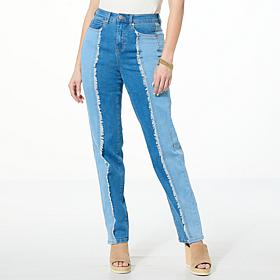 DG2 by Diane Gilman New Classic Stretch Two-Tone Straight Leg Jean