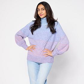 DG2 by Diane Gilman Ombre Cable Turtleneck Sweater