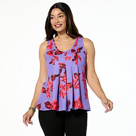 DG2 by Diane Gilman Pleated Mixed Media Hi-low Tank