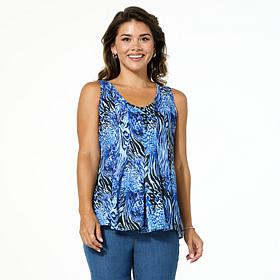 DG2 by Diane Gilman Pleated Mixed Media Hi-low Tank