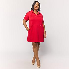 DG2 by Diane Gilman Ponte Knit Short-Sleeve A-Line Dress