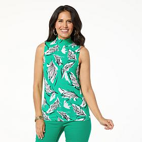 DG2 by Diane Gilman Printed Knit Mock Neck Tank