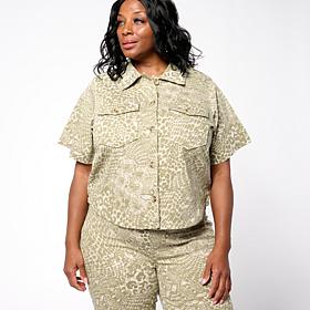 DG2 by Diane Gilman Printed Short Sleeve Shirt Jacket