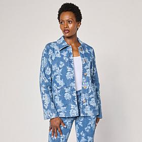 DG2 by Diane Gilman Printed Stretch Denim Barn Jacket