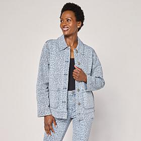 DG2 by Diane Gilman Printed Stretch Denim Barn Jacket