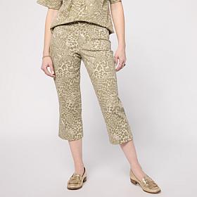 DG2 by Diane Gilman Printed Stretch Denim Utility Crop Jean