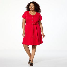 DG2 by Diane Gilman Puff-Sleeve Scoopneck Dress