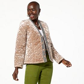 DG2 by Diane Gilman Quilted Velvet Crystal Detail Jacket