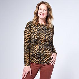 DG2 by Diane Gilman Ruched Asymmetric Seam Long Sleeve Top