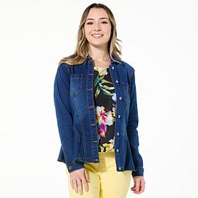 DG2 by Diane Gilman Soft & Sleek Fit-and-Flare Denim Jacket