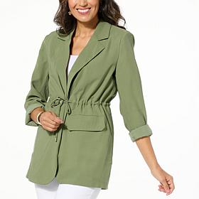 DG2 by Diane Gilman Soft Twill Cinched Waist Blazer
