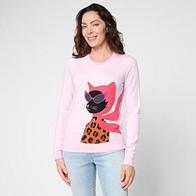 DG2 by Diane Gilman Softease Printed Crew Neck Sweater