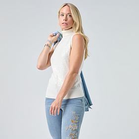 DG2 by Diane Gilman Softease Sequin Sweater Turtleneck Tank