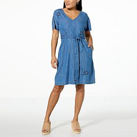 DG2 by Diane Gilman Split-Sleeve Embroidered Dress