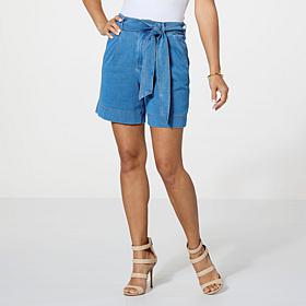 DG2 by Diane Gilman Super Stretch Knit Denim Belted Bermuda Short