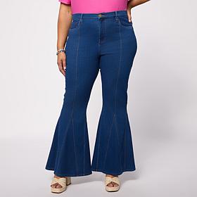 DG2 by Diane Gilman Super Stretch Knit Denim Flared Jean