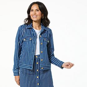 DG2 by Diane Gilman Super Stretch Knit Denim Patch Pocket Jacket