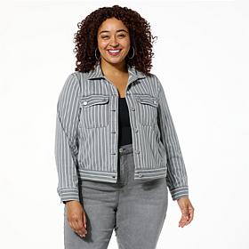 DG2 by Diane Gilman Super Stretch Knit Denim Patch Pocket Jacket