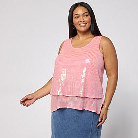 DG2 by Diane Gilman U-Neck Sequined Easy Tank