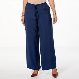 DG2 by Diane Gilman Washed Twill Wide-Leg Pull-On Pant