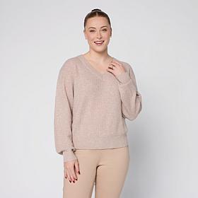 DG2by Diane Gilman Softease Sequin V-Neck Sweater